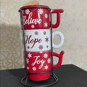 Signature Red and White Stacking Mugs Set